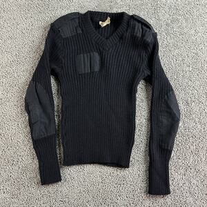 VINTAGE Brigade Quartermasters Sweater Mens 36W Black Woolly Pully Commando